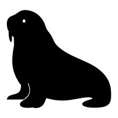 walrus vector silhouette icon - , ideal for wildlife, safari, and animal-themed illustrations.