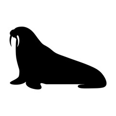walrus vector silhouette icon - , ideal for wildlife, safari, and animal-themed illustrations.