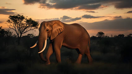 Obraz premium elephant at sunset
