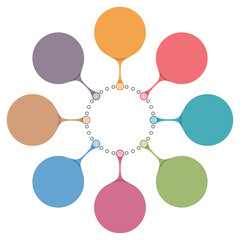 Circle flow diagram template with eight elements