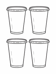 Yellow plastic cups elegant minimalist line art depiction.eps