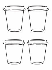 Yellow plastic cups minimalist line art design style.eps