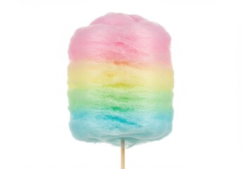 Cotton candy with pastel colors on a wooden stick view