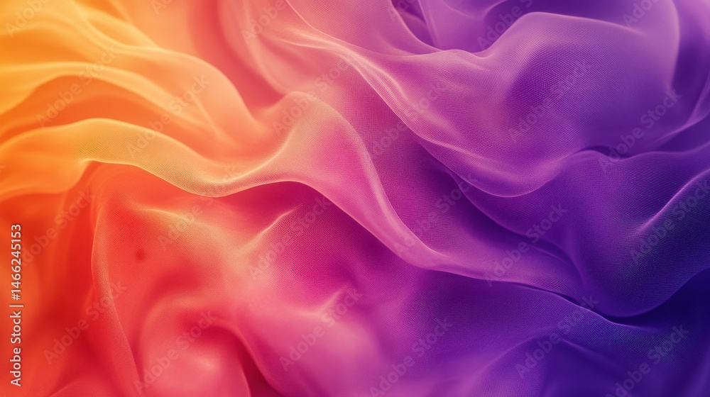 Poster ultra-realistic close-up of a blurred gradient background blending purple and orange hues, with a sm