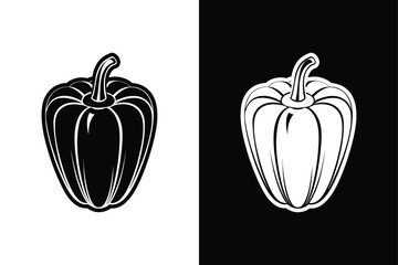 Solid Bell Pepper Illustration. Monochrome Icon for Digital Use