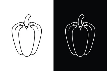 Minimalist Bell Pepper line Icon. Black and White Vegetable Concept