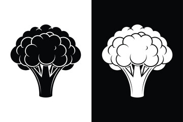 Simple Broccoli Icon silhouette. Black and White background for Digital Design