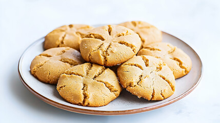 Stacked Brown Cookies On Plate