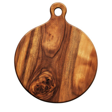 Wooden cutting board with handle isolated on transparent background