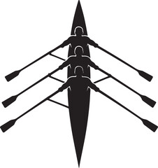Team Rowing Silhouette   Four Rowers in Boat   Crew Teamwork   Rowing Sport Icon   Competitive Rowing © Safwan Creatives