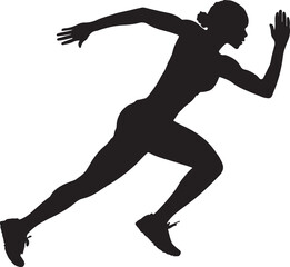 Silhouette of Female Athlete Sprinting | Dynamic Running Pose | Fitness & Sports Illustration