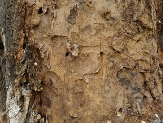 Close-up of damaged bark of old oak tree. Wood texture. Wooden background
