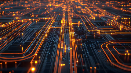 Abstract Glowing Circuit Pattern