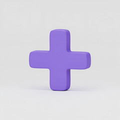 Obraz premium Purple plus sign on white background minimalist design medical symbol illustration