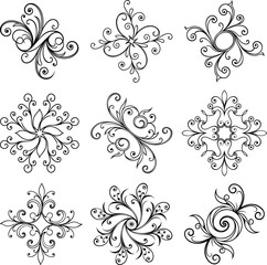 Intricate Floral Swirl Ornament Collection Vintage Decorative Vector Elements