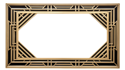 Art Deco Geometric Gold Frame – Retro Design, Vintage Rectangular Frame in Black and Gold, Luxury Decorative Frame , Classic Art Deco Style, Art Deco Frame, Vintage Rectangular Frame, Retro frame