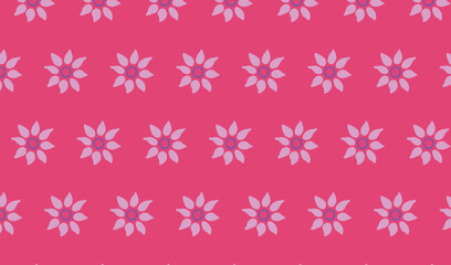 Pretty floral background with hearts. Seamless pattern with white flowers on pink background. Great for covers, textiles, stationery, wallpaper, wrapping paper. Vector illustration in coquette style