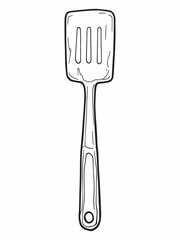 Spatula line art black and white vector sketch.eps
