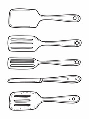 spatula line art clean and modern kitchen utensil.eps