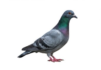 A pigeon standing isolated on white background