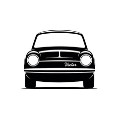Obraz premium This automotive vector illustration presents a classic car icon, a transport design element showcasing a vehicle silhouette for road and traffic concepts