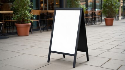 Blank outdoor advertising sign cafe