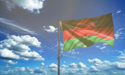 Malawi flag tricolor black red green color country national malawian national freedom travel blue sky cloudy background wallpaper malawi flag 6th sixth day date july month happy independence day 