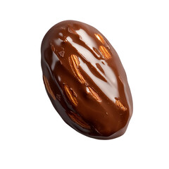 Chocolate-Covered Almond with Drizzle, Isolated on Transparent Background