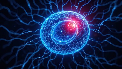 Obraz premium Detailed depiction of a glowing cell structure.
