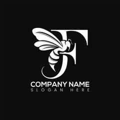 Letter F bee logo design