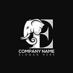 Letter E Elephant logo