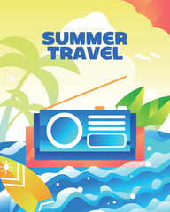 다양한 여름 여행 배경 일러스트 04
