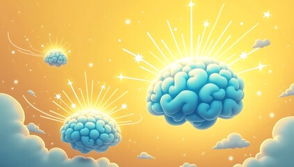 Conceptual visualization of cognitive agility as neural sparks leaping between floating brain-shaped islands, representing flexible thinking, problem solving, and fast mental switching in children