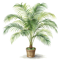 Obraz premium Watercolor Elegant indoor palm plant decor isolated on transparent background