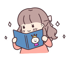 Brown‑Haired Girl Enjoying a Cute Book