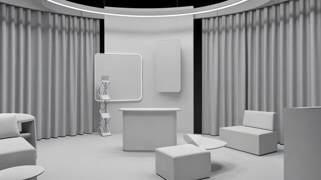 Trade show booth stand exhibit empty mockup