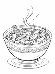 Vegetable soup simple line art elegant style illustration.eps