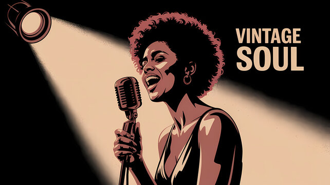a soul diva sings with 60s 70s tinted colours -abstract inspired background

