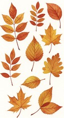 Autumn Watercolor Leaves: Warm Hues & Delicate Details