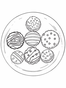 cookies on plate, black and white clip art preview