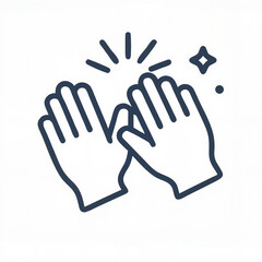 Obraz premium High five icon – teamwork celebration outline in minimal style