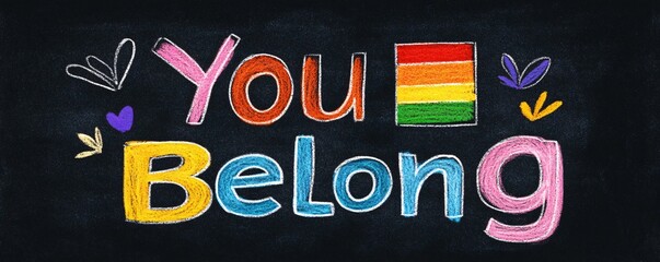 Diversity and Acceptance: A vibrant message of inclusion, spelled out in cheerful, colorful letters on a chalkboard backdrop, celebrating diversity and acceptance for all.