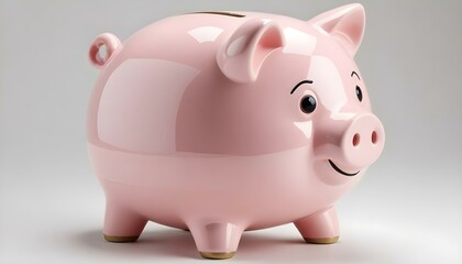 Obraz premium A charming, shiny pink piggy bank, perfect for saving money and financial planning concepts.