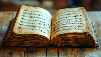 Obraz premium Antique book aged pages closeup detail image