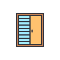 Modern sliding door vector icon, minimalist design on White Background