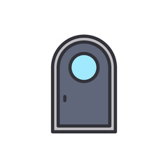 Stylized Doorway Icon with Circular Window Isolated on a White Background