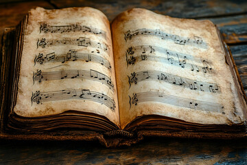 Antique book open pages aged texture history education