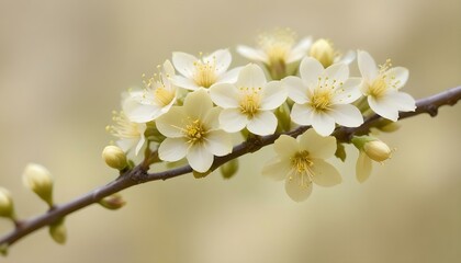 Fototapeta premium A close-up shot displays a branch adorned with white, delicate blossoms in full bloom.
