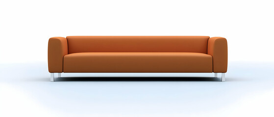 Orange Modern Sofa On White Background