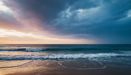 Obraz premium Powerful dramatic storm cell over ocean beach